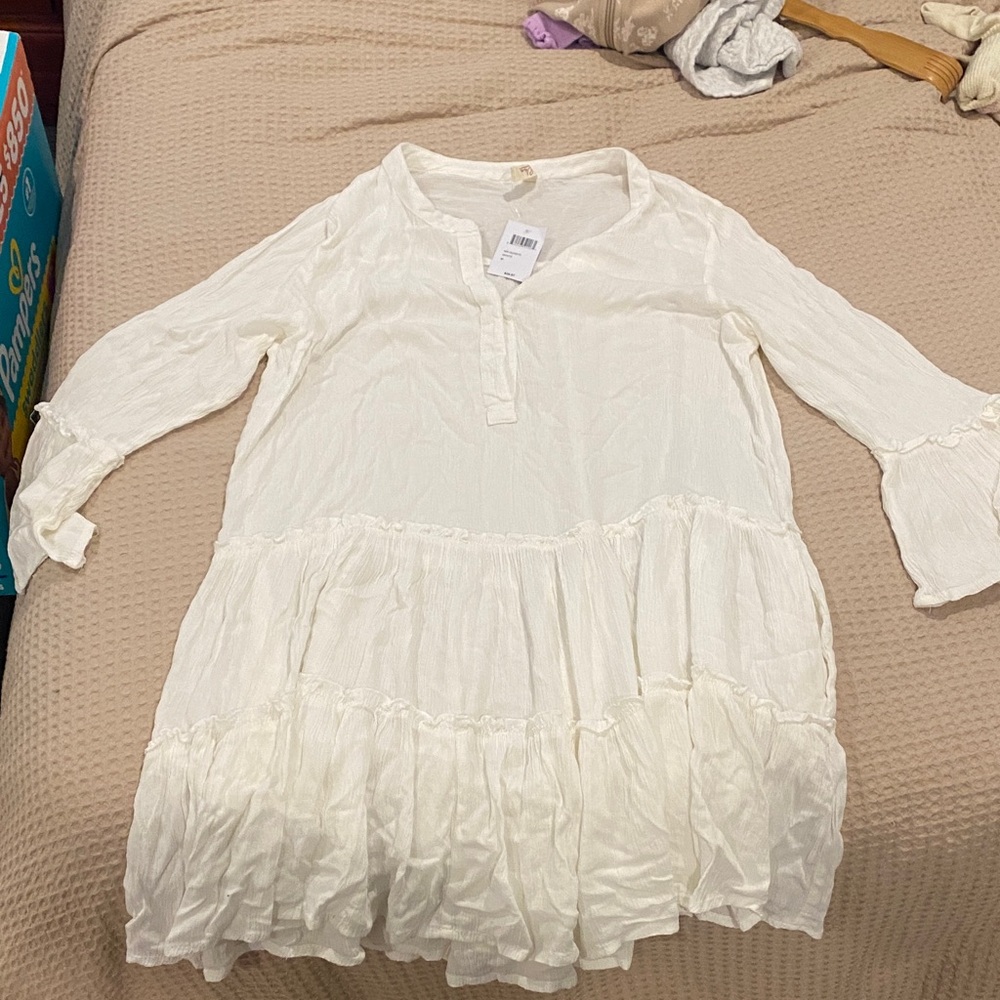 Elan Ivory Long Sleeve beach cover up